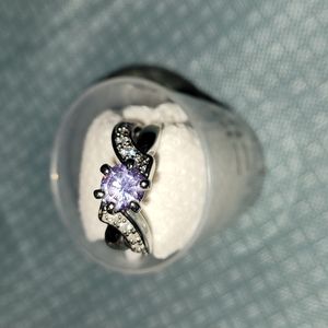 Size 6 sterling and purple stone ring